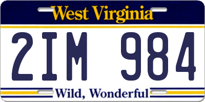 WV license plate 2IM984