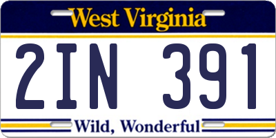 WV license plate 2IN391