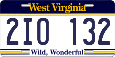 WV license plate 2IO132
