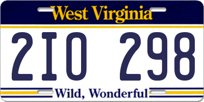 WV license plate 2IO298