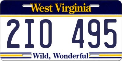 WV license plate 2IO495