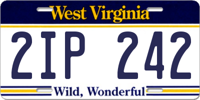 WV license plate 2IP242