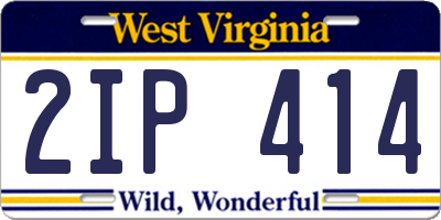 WV license plate 2IP414