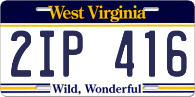 WV license plate 2IP416