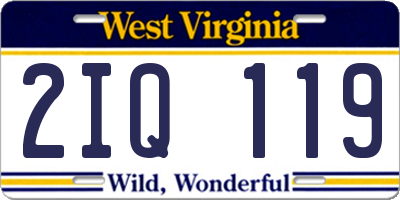 WV license plate 2IQ119