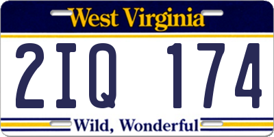 WV license plate 2IQ174
