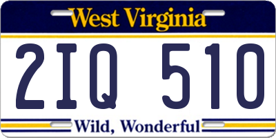 WV license plate 2IQ510