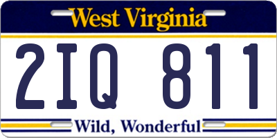 WV license plate 2IQ811