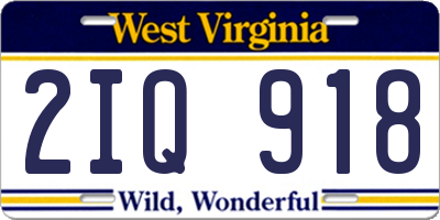WV license plate 2IQ918