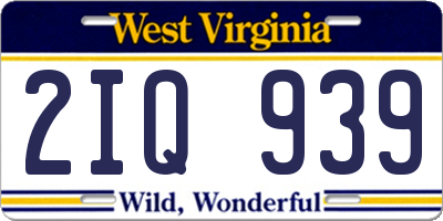 WV license plate 2IQ939
