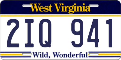 WV license plate 2IQ941