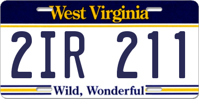 WV license plate 2IR211