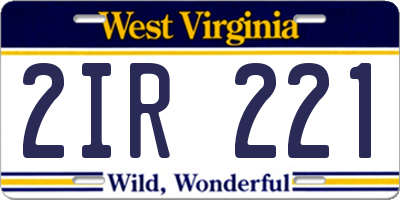 WV license plate 2IR221