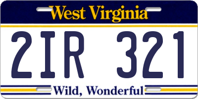 WV license plate 2IR321