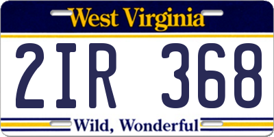 WV license plate 2IR368