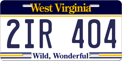 WV license plate 2IR404