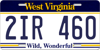 WV license plate 2IR460