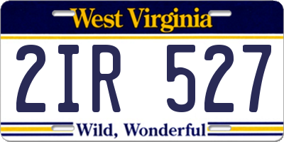 WV license plate 2IR527
