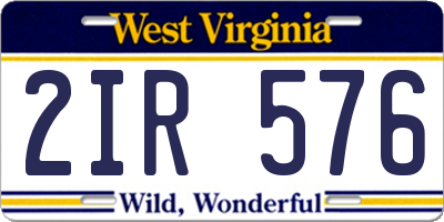 WV license plate 2IR576