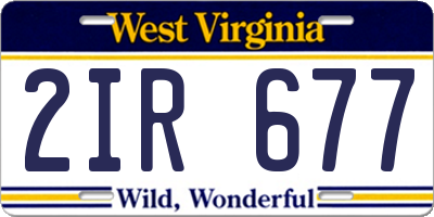 WV license plate 2IR677