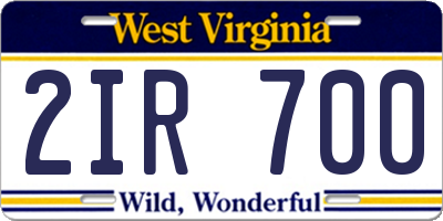 WV license plate 2IR700