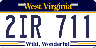 WV license plate 2IR711