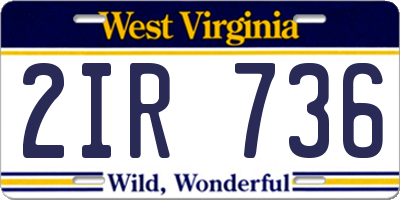 WV license plate 2IR736