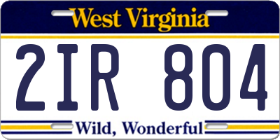 WV license plate 2IR804