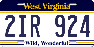 WV license plate 2IR924
