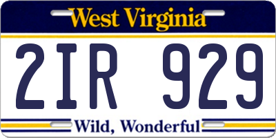 WV license plate 2IR929