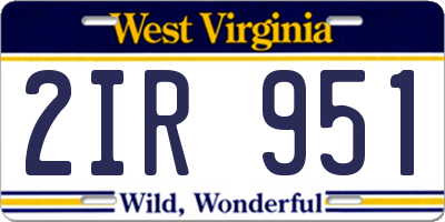 WV license plate 2IR951