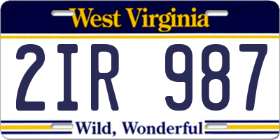 WV license plate 2IR987