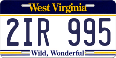 WV license plate 2IR995