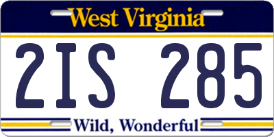 WV license plate 2IS285