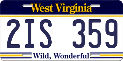 WV license plate 2IS359