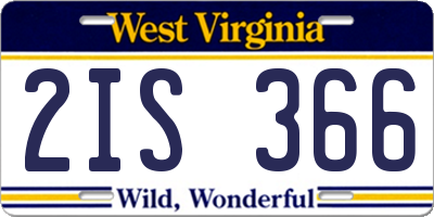 WV license plate 2IS366