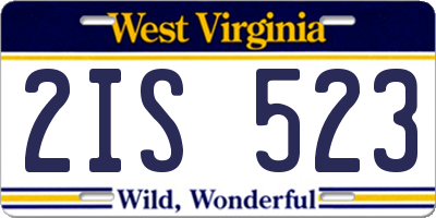 WV license plate 2IS523