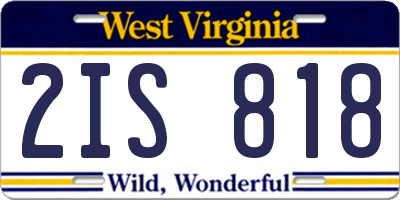 WV license plate 2IS818