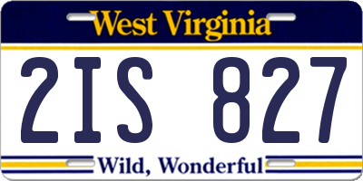 WV license plate 2IS827