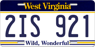 WV license plate 2IS921