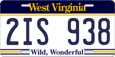 WV license plate 2IS938