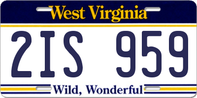 WV license plate 2IS959