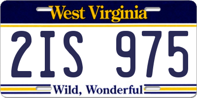 WV license plate 2IS975