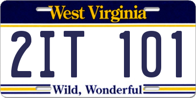 WV license plate 2IT101