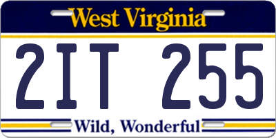 WV license plate 2IT255