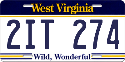 WV license plate 2IT274