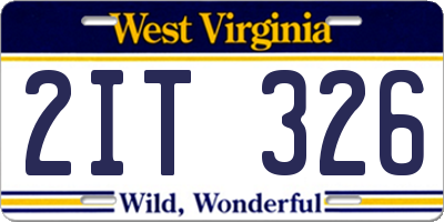 WV license plate 2IT326