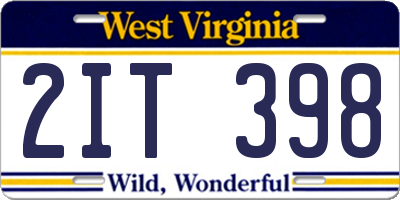 WV license plate 2IT398