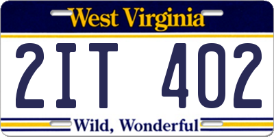 WV license plate 2IT402