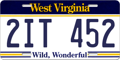 WV license plate 2IT452